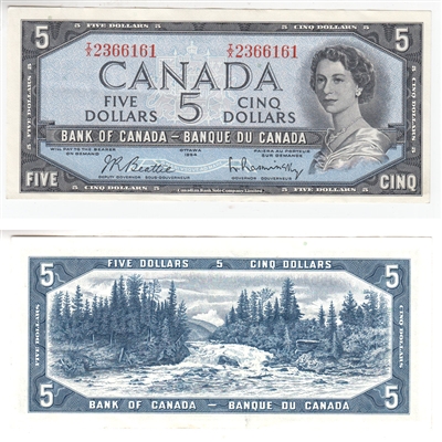 BC-39b 1954 Canada $5 Beattie-Rasminsky, I/X, AU-UNC