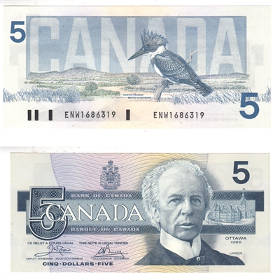 BC-56a 1986 Canada $5 Crow-Bouey, ENW, UNC