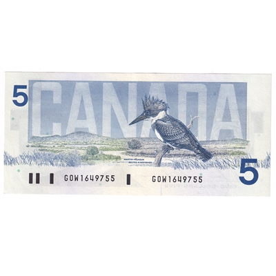 BC-56c 1986 Canada $5 Bonin-Thiessen, GOW, AU-UNC