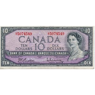 BC-40b 1954 Canada $10 Beattie-Rasminsky, V/T, VF