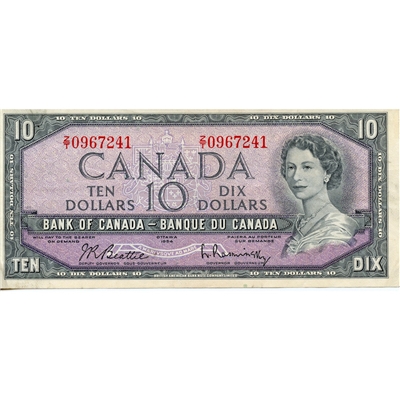BC-40b 1954 Canada $10 Beattie-Rasminsky, Z/T, VF