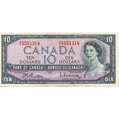 BC-40b 1954 Canada $10 Beattie-Rasminsky, D/V, VF-EF