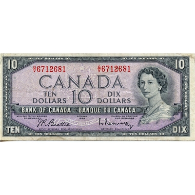 BC-40b 1954 Canada $10 Beattie-Rasminsky, G/V, VF