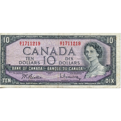 BC-40b 1954 Canada $10 Beattie-Rasminsky, G/V, F-VF