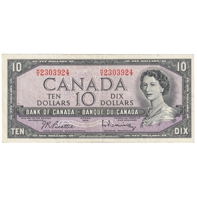 BC-40b 1954 Canada $10 Beattie-Rasminsky, H/V, EF