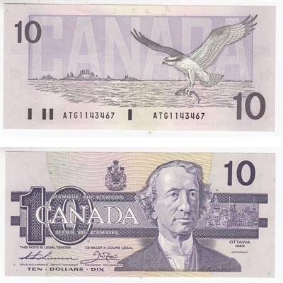 BC-57a 1989 Canada $10 Thiessen-Crow, ATG, UNC