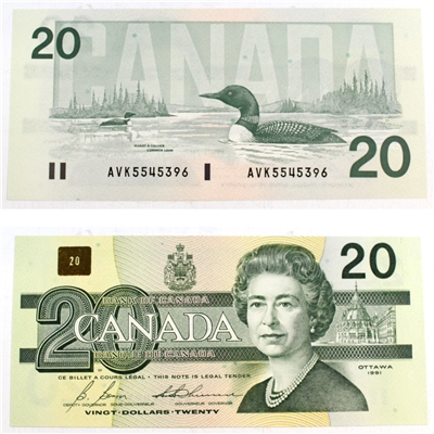 BC-58b-i 1991 Canada $20 Bonin-Thiessen, AVK, CUNC