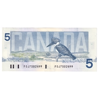 BC-56b 1986 Canada $5 Thiessen-Crow, FOJ, AU-UNC