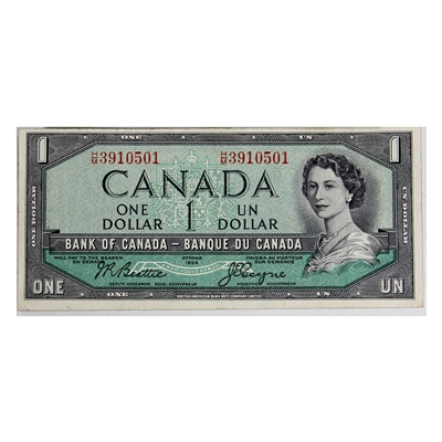 BC-37a-i 1954 Canada $1 Beattie-Coyne, H/M, VF