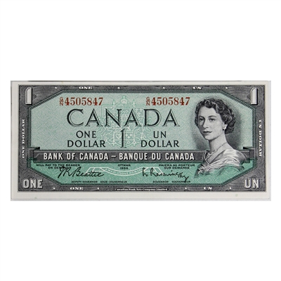 BC-37b 1954 Canada $1 Beattie-Rasminsky, G/N, EF-AU
