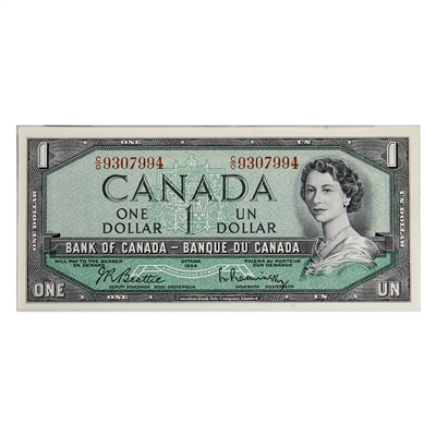 BC-37b 1954 Canada $1 Beattie-Rasminsky, C/O, EF-AU