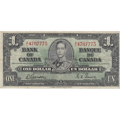 BC-21c 1937 Canada $1 Gordon-Towers, A/L, F-VF