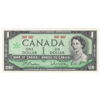 BC-45a 1967 Canada $1 Beattie-Rasminsky, No Serial #, AU