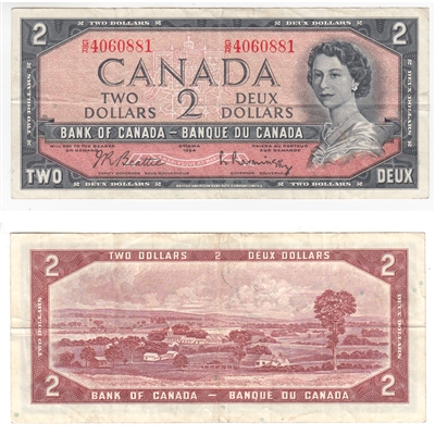 BC-38b 1954 Canada $2 Beattie-Rasminsky, G/R, VF