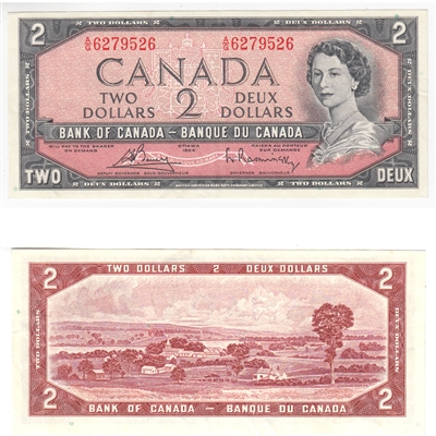 BC-38c 1954 Canada $2 Bouey-Rasminsky, A/G, EF-AU