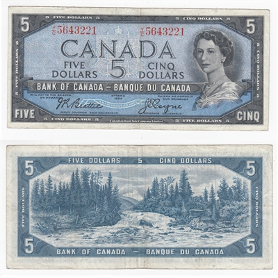 BC-39a-i 1954 Canada $5 Beattie-Coyne, Y/C, F-VF