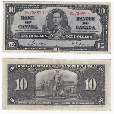 BC-24b 1937 Canada $10 Gordon-Towers, M/D, VF