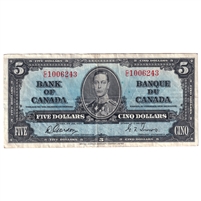 BC-23b 1937 Canada $5 Gordon-Towers, C/C, EF