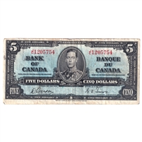 BC-23b 1937 Canada $5 Gordon-Towers, J/C, F-VF