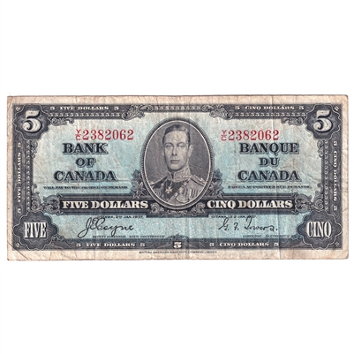 BC-23c 1937 Canada $5 Coyne-Towers, Y/C, F