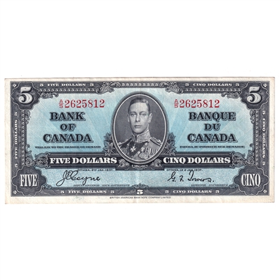 BC-23c 1937 Canada $5 Coyne-Towers, A/S, EF