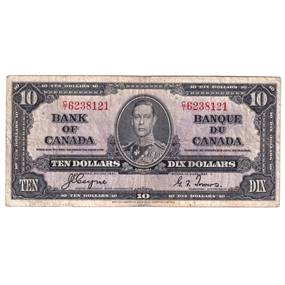 BC-24c 1937 Canada $10 Coyne-Towers, C/T, VG-F