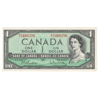 BC-37b 1954 Canada $1 Beattie-Rasminsky, G/O, AU-UNC