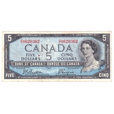 BC-39a 1954 Canada $5 Beattie-Coyne, O/C, VF