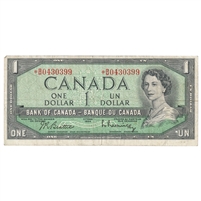 BC-37bA-i 1954 Canada $1 Beattie-Rasminsky, No FPN, *B/M, F-VF