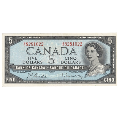 BC-39b 1954 Canada $5 Beattie-Rasminsky, Z/S, EF-AU