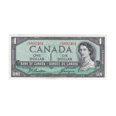 BC-37a 1954 Canada $1 Beattie-Coyne, J/L, EF-AU