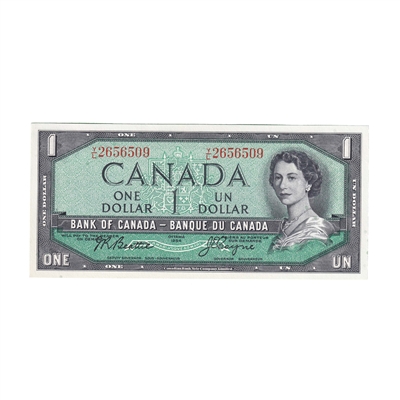 BC-37a 1954 Canada $1 Beattie-Coyne, Y/L, CUNC