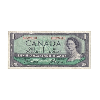 BC-37a-i 1954 Canada $1 Beattie-Coyne, G/M, VF