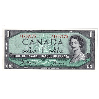 BC-37a 1954 Canada $1 Beattie-Coyne, K/L, AU-UNC