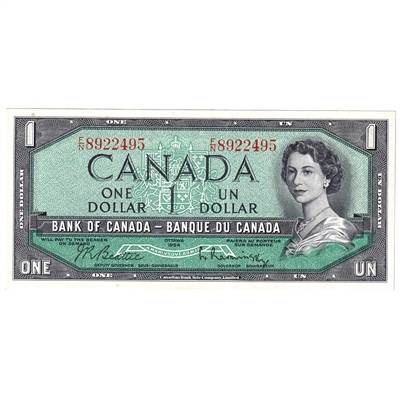BC-37b 1954 Canada $1 Beattie-Rasminsky, F/N, AU-UNC