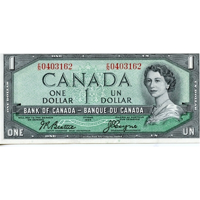 BC-37a 1954 Canada $1 Beattie-Coyne, E/N, AU-UNC