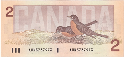 BC-55a 1986 Canada $2 Crow-Bouey, AUN, AU-UNC