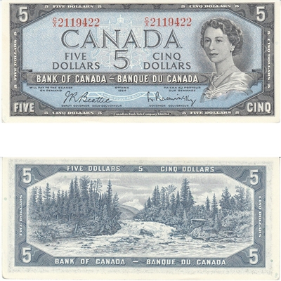 BC-39b 1954 Canada $5 Beattie-Rasminsky, C/X, AU