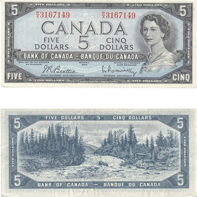 BC-39b 1954 Canada $5 Beattie-Rasminsky, P/X, AU-UNC