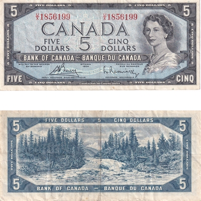 BC-39c 1954 Canada $5 Bouey-Rasminsky, U/X, F-VF