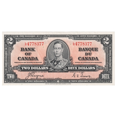 BC-22c 1937 Canada $2 Coyne-Towers, L/R, AU-UNC