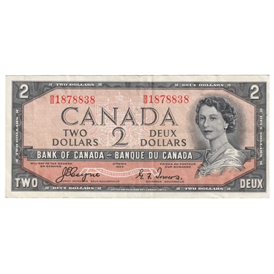BC-30a 1954 Canada $2 Coyne-Towers, Devil's Face, B/B, EF