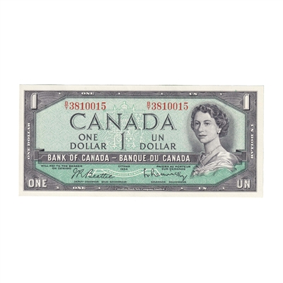BC-37b 1954 Canada $1 Beattie-Rasminsky, B/Y, CUNC