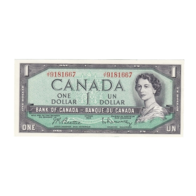 BC-37b 1954 Canada $1 Beattie-Rasminsky, J/Y, CUNC