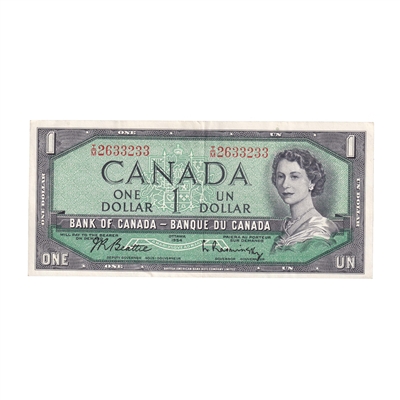 BC-37b-i 1954 Canada $1 Beattie-Rasminsky, I/M, EF