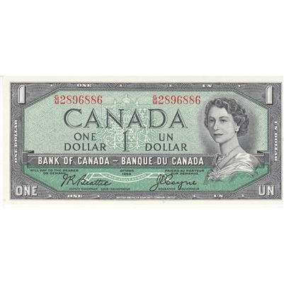 BC-37a-i 1954 Canada $1 Beattie-Coyne, G/M, CUNC