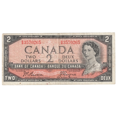 BC-38a 1954 Canada $2 Beattie-Coyne, R/B, F-VF