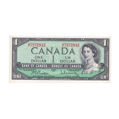 BC-37b-i 1954 Canada $1 Beattie-Rasminsky, W/P, CUNC