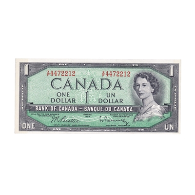 BC-37b-i 1954 Canada $1 Beattie-Rasminsky, X/P, AU-UNC