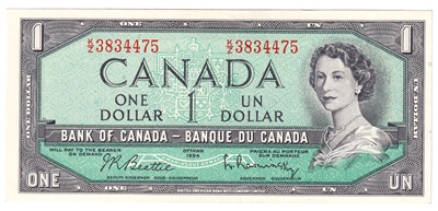 BC-37b-i 1954 Canada $1 Beattie-Rasminsky, K/Z, EF